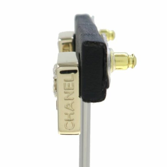 CHANEL CC Logos Rhinestone Pearl No.5 Square Stud Earrings Gold Tone - Picture 8 of 9